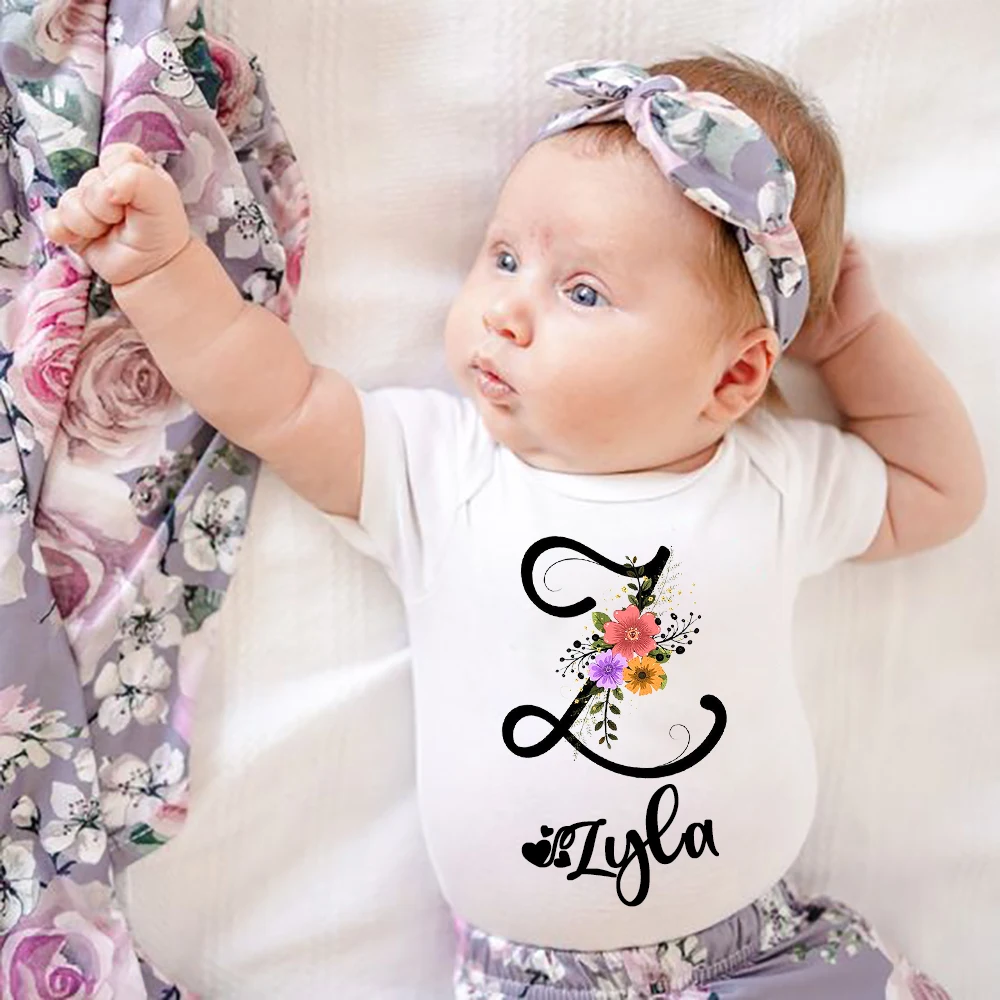 Personalized Custom Name Flowers Alphabet Newborn Baby Girl Summer Romper Short Sleeve Bodysuit Infant Clothes Customizable Gift
Personalized Custom Name Flowers Alphabet Newborn Baby Girl Summer Romper Short Sleeve Bodysuit Infant Clothes Customizable Gift