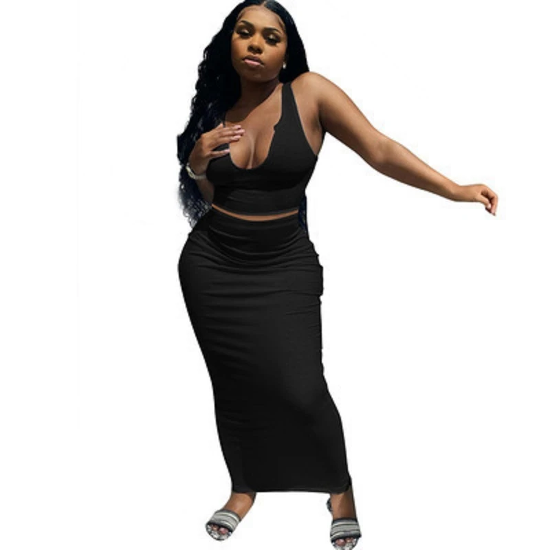 Sexy Knitted 2 Piece Set Sleeveless Crop Top Skinny Long Skirts Summer Rave Outfit Streetwear Club Matching Dresses Sets
Sexy Knitted 2 Piece Set Sleeveless Crop Top Skinny Long Skirts Summer Rave Outfit Streetwear Club Matching Dresses Sets