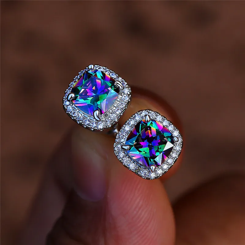 Luxury Female Crystal Small Green Earrings Rose Gold Silver Color Stud Earrings Cute Square Zircon Wedding Earrings For Women
Luxury Female Crystal Small Green Earrings Rose Gold Silver Color Stud Earrings Cute Square Zircon Wedding Earrings For Women