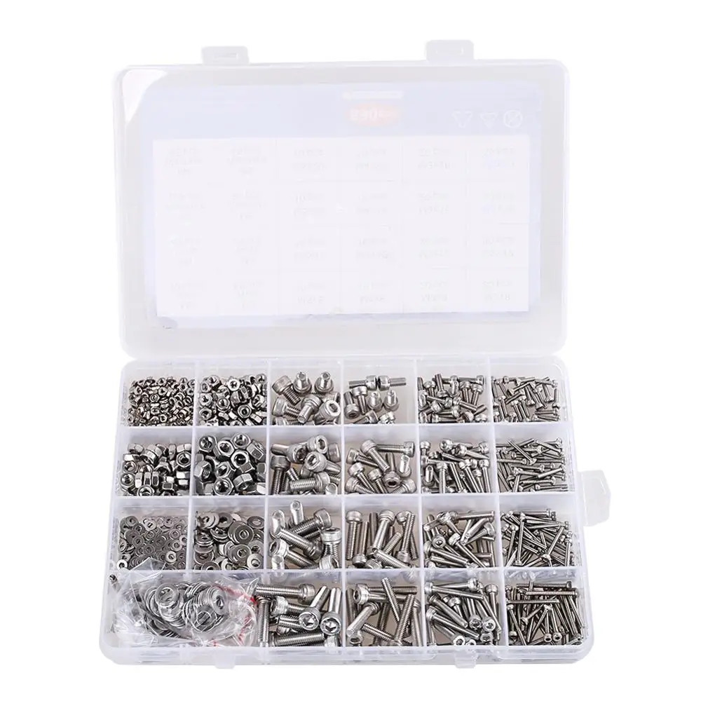 880Pcs M2 M3 M4 M5 Hex Hexagon Socket Screw Set Stainless Steel Flat Round Cap Head Screw Kit Bolts and Nuts Allen bolts Set
880Pcs M2 M3 M4 M5 Hex Hexagon Socket Screw Set Stainless Steel Flat Round Cap Head Screw Kit Bolts and Nuts Allen bolts Set