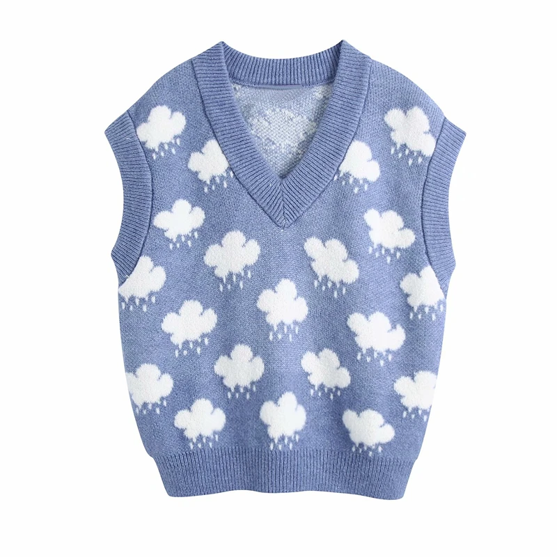 ZXQJ Streetwear Women Cloud Jacquard Sweaters Tank 2021 Fashion Ladies Knitted Vests Streetwear Female Chic V-Neck Pullovers
ZXQJ Streetwear Women Cloud Jacquard Sweaters Tank 2021 Fashion Ladies Knitted Vests Streetwear Female Chic V-Neck Pullovers