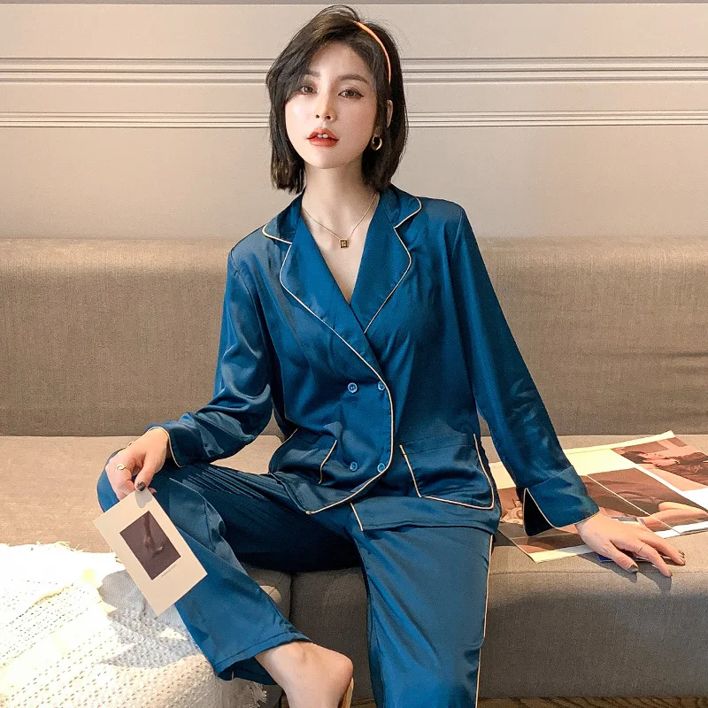 Solid Casual Pyjamas Satin Sleepwear Nightwear Silky Men Pajamas 2PCS Sleep Set Lovers Pijamas Home Clothes 2021 New Homewear
Solid Casual Pyjamas Satin Sleepwear Nightwear Silky Men Pajamas 2PCS Sleep Set Lovers Pijamas Home Clothes 2021 New Homewear