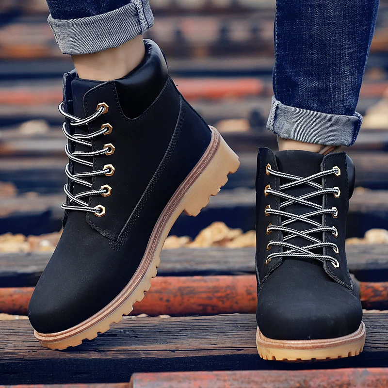 Coturno Black High Top Mens Boots Leather Winter Snow Boots Men Waterproof with Keep Warm Timber Bot Booties Land Shoes
Coturno Black High Top Mens Boots Leather Winter Snow Boots Men Waterproof with Keep Warm Timber Bot Booties Land Shoes