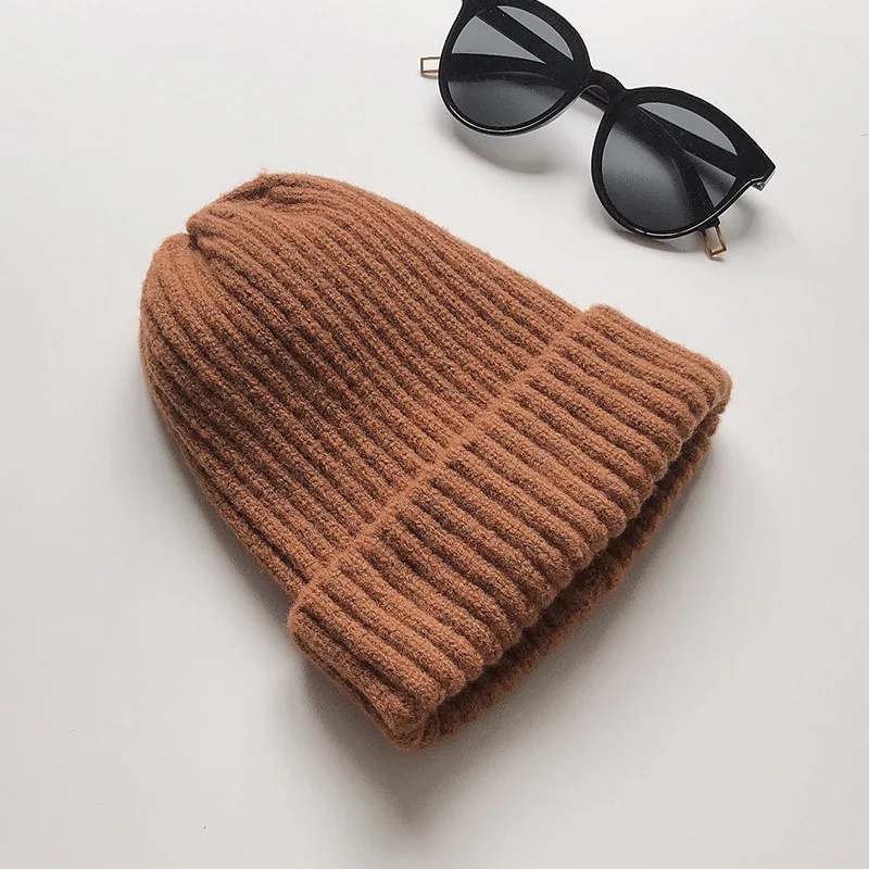 

2020 Solid Winter Beanie Hat For Women Men Wool Soft Warm Skullies Knitted Hats Candy Color Girls Boys Outdoor Causal Caps New