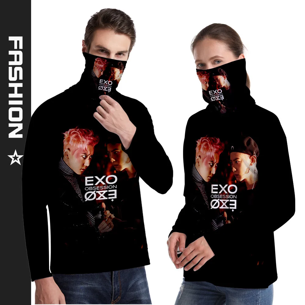 Новая мода харадзюку футболки Kpop куртка с капюшоном EXO 3D цифровой печати кофты