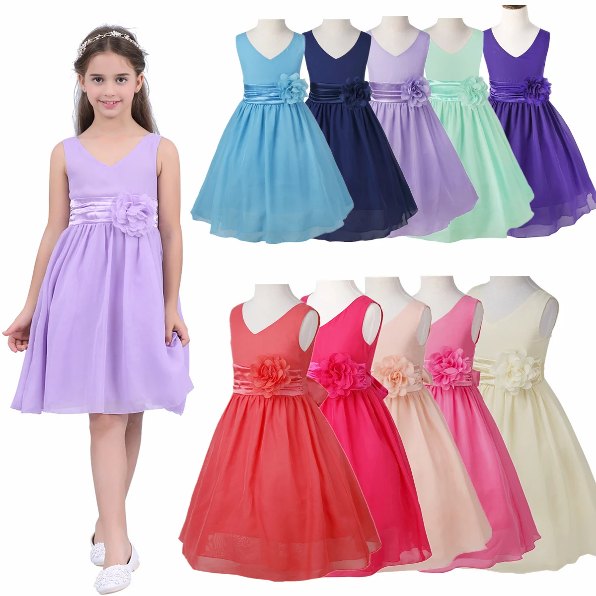 Kids Girls Sleeveless Chiffon Princess Flower Girl Dresses Ball Gown Prom Formal Pageant Wedding Summer Party Dress 2-14 Years
Kids Girls Sleeveless Chiffon Princess Flower Girl Dresses Ball Gown Prom Formal Pageant Wedding Summer Party Dress 2-14 Years