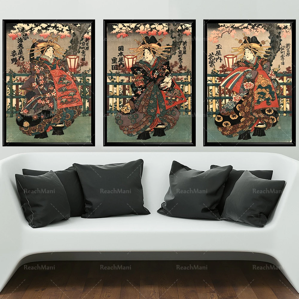 Vintage triptych Japanese posters, a set of three, Japanese illustrations, prints of Japanese beauty
Vintage triptych Japanese posters, a set of three, Japanese illustrations, prints of Japanese beauty