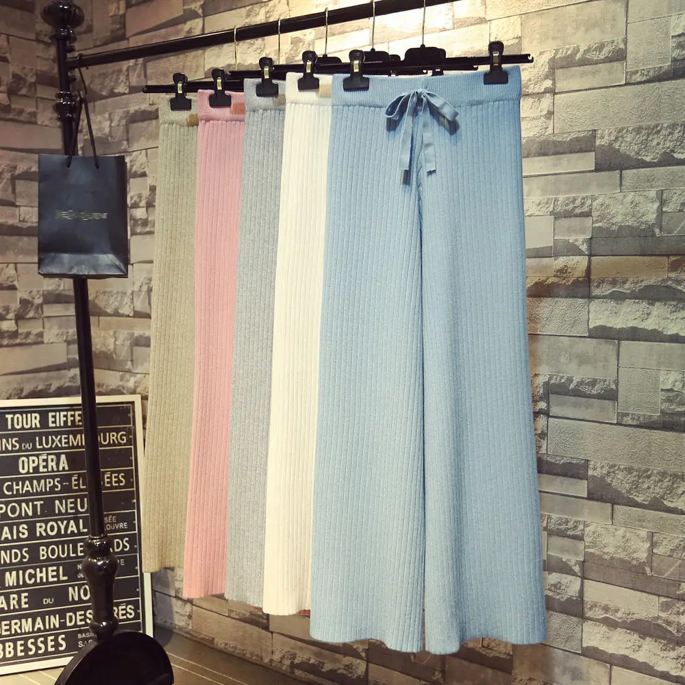 Autumn and winter drape high-waist knitted wide-leg pants women loose straight-leg lace-up solid color casual sweater pants
Autumn and winter drape high-waist knitted wide-leg pants women loose straight-leg lace-up solid color casual sweater pants