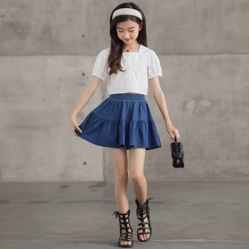 Юбка женская джинсовая с оборками, на возраст от 6 до 16 лет
Юбка женская джинсовая с оборками, на возраст от 6 до 16 лет