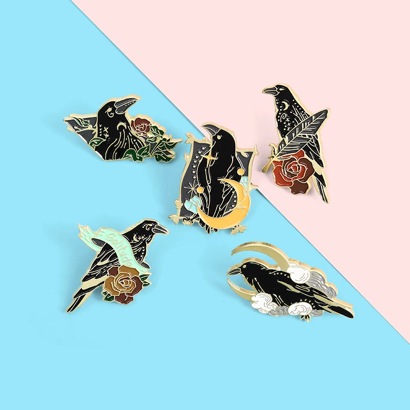 Death Punk Enamel Lapel Animal Pins Crow Brooches Badges Fashion Flower Stars Pins Gifts for Friends Wholesale Jewelry
Death Punk Enamel Lapel Animal Pins Crow Brooches Badges Fashion Flower Stars Pins Gifts for Friends Wholesale Jewelry