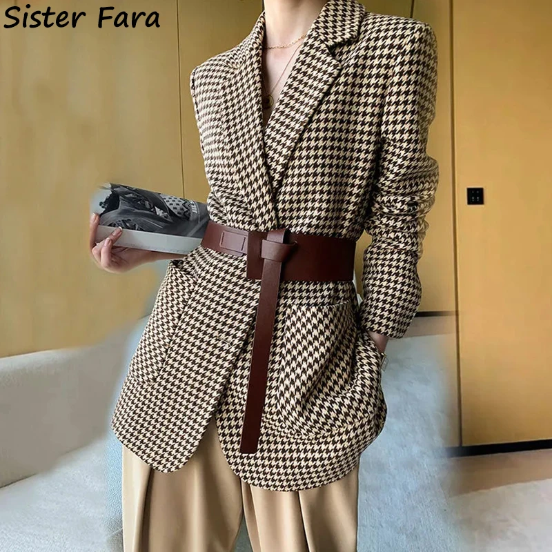 Sister Fara Winter Thicken Ladies Houndstooth Blazers Jacket Women Notched With Sashes Casual Blazers Autumn Full Sleeve Blazer
Sister Fara Winter Thicken Ladies Houndstooth Blazers Jacket Women Notched With Sashes Casual Blazers Autumn Full Sleeve Blazer