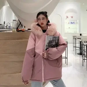Winter cotton-padded jacket female students loose color matching cotton-padded clothes hooded heavy hair thick cotton-padded jac
Winter cotton-padded jacket female students loose color matching cotton-padded clothes hooded heavy hair thick cotton-padded jac