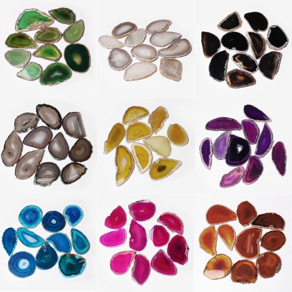 50-80mm No Hole Agates Slices Irregular Natural Stone Slice Flat Slab Agates Geode Slice for Jewelry Decor Diy Name Card Wedding
50-80mm No Hole Agates Slices Irregular Natural Stone Slice Flat Slab Agates Geode Slice for Jewelry Decor Diy Name Card Wedding