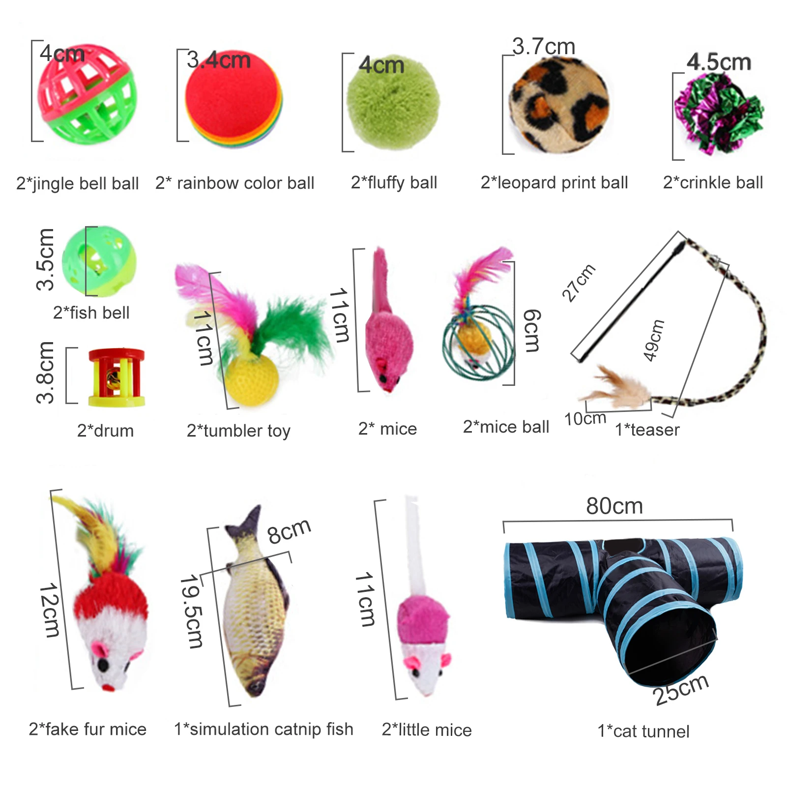 27PCS Cat Toys Interactive Toy Variety Pack Set Feather Teaser Fluffy Fish Mouse Crinkle Balls Tunnel Drum for Pet Puppy Gift
27PCS Cat Toys Interactive Toy Variety Pack Set Feather Teaser Fluffy Fish Mouse Crinkle Balls Tunnel Drum for Pet Puppy Gift
