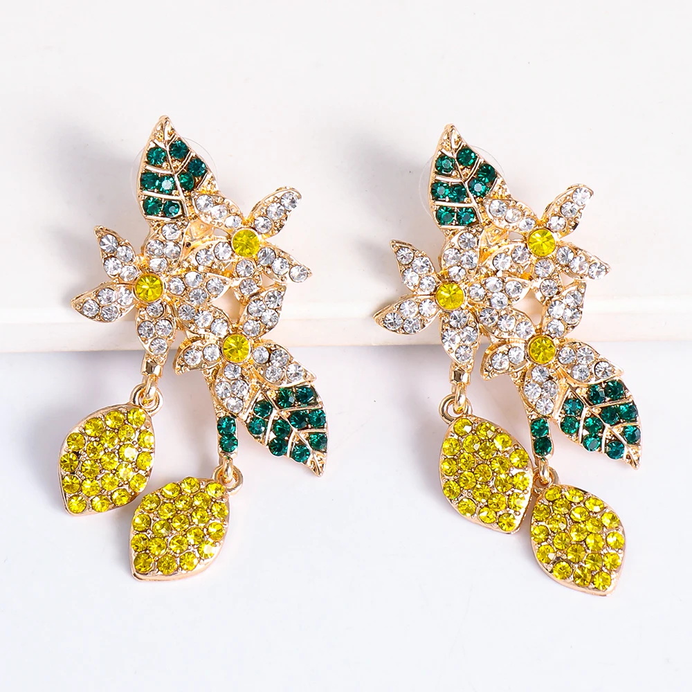 New Lemon Blossom Flower Earrings Gifts Rhinestone Long Drop Earrings Women Crystal Statement Earrings Jewlery Wholesale
New Lemon Blossom Flower Earrings Gifts Rhinestone Long Drop Earrings Women Crystal Statement Earrings Jewlery Wholesale
