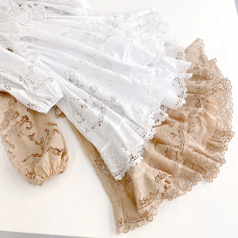 2021 Spring Summer Hot Sale High Quality Cotton Embroidery Hollow Out Ruffle Lantern Sleeve England style Backless Dresses
2021 Spring Summer Hot Sale High Quality Cotton Embroidery Hollow Out Ruffle Lantern Sleeve England style Backless Dresses