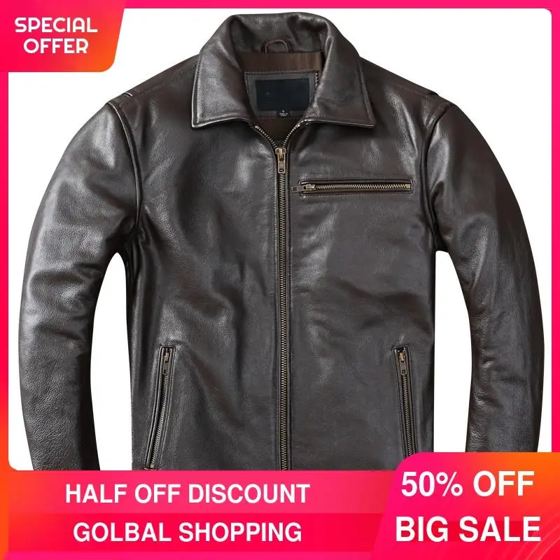2021 Dark Brown Casual Style Genuine Leather Jacket Men Plus Size 4XL Real Natural Cowhide Autumn Coat
2021 Dark Brown Casual Style Genuine Leather Jacket Men Plus Size 4XL Real Natural Cowhide Autumn Coat