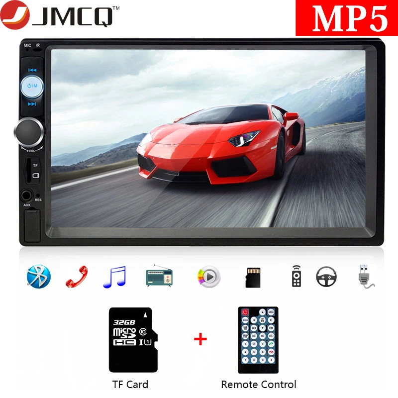 JMCQ автомобильное радио 7 дюймов HD аудио автомобиля MP5 мультимедиа рулевое колесо контроллер Bluetooth обратное