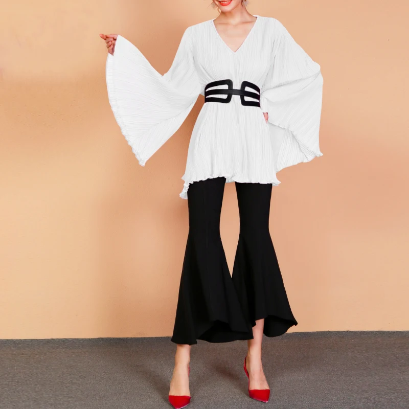 2021 New European V-Neck Women's Summer Blouse White Green Purple Black Long Sleeve Party Ruffle Blouse
2021 New European V-Neck Women's Summer Blouse White Green Purple Black Long Sleeve Party Ruffle Blouse