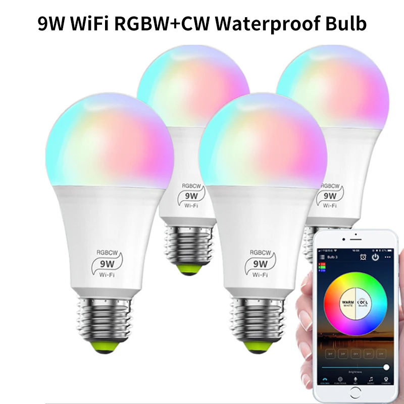 LED WiFi smart bulb 9W Lamp RGBW+CW light sound light control color lighting bulb E26 E27 B22 waterproof home commercial lights
LED WiFi smart bulb 9W Lamp RGBW+CW light sound light control color lighting bulb E26 E27 B22 waterproof home commercial lights
