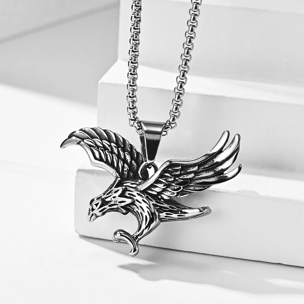 Retro Eagle Necklace Stainless Steel Men Chain Punk Hip Hop Fashion Biker Flying Eagle Pendant Necklace Jewelry Gift Wholesale
Retro Eagle Necklace Stainless Steel Men Chain Punk Hip Hop Fashion Biker Flying Eagle Pendant Necklace Jewelry Gift Wholesale