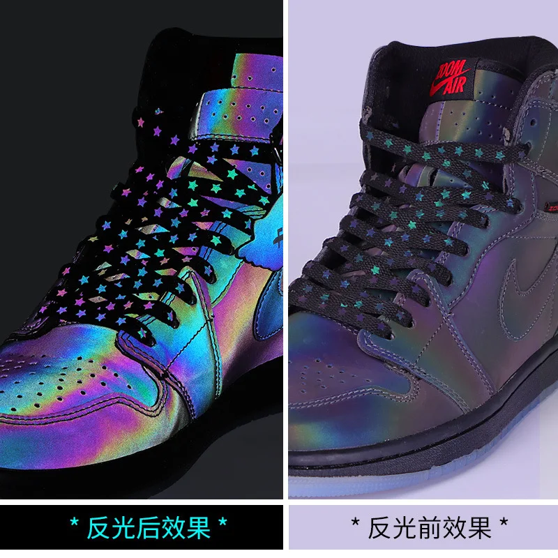 2021 New Holographic Reflective Star Shoelaces Double-sided Reflective High-bright Reflective Flat Laces Sneakers Shoelaces
2021 New Holographic Reflective Star Shoelaces Double-sided Reflective High-bright Reflective Flat Laces Sneakers Shoelaces