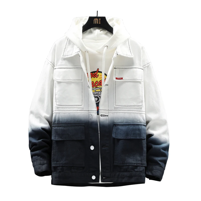 2021 Loose Fittting Contrast Gradual Color Jeans Jacket Street Style Hip Hop Denim Coat for Men
2021 Loose Fittting Contrast Gradual Color Jeans Jacket Street Style Hip Hop Denim Coat for Men