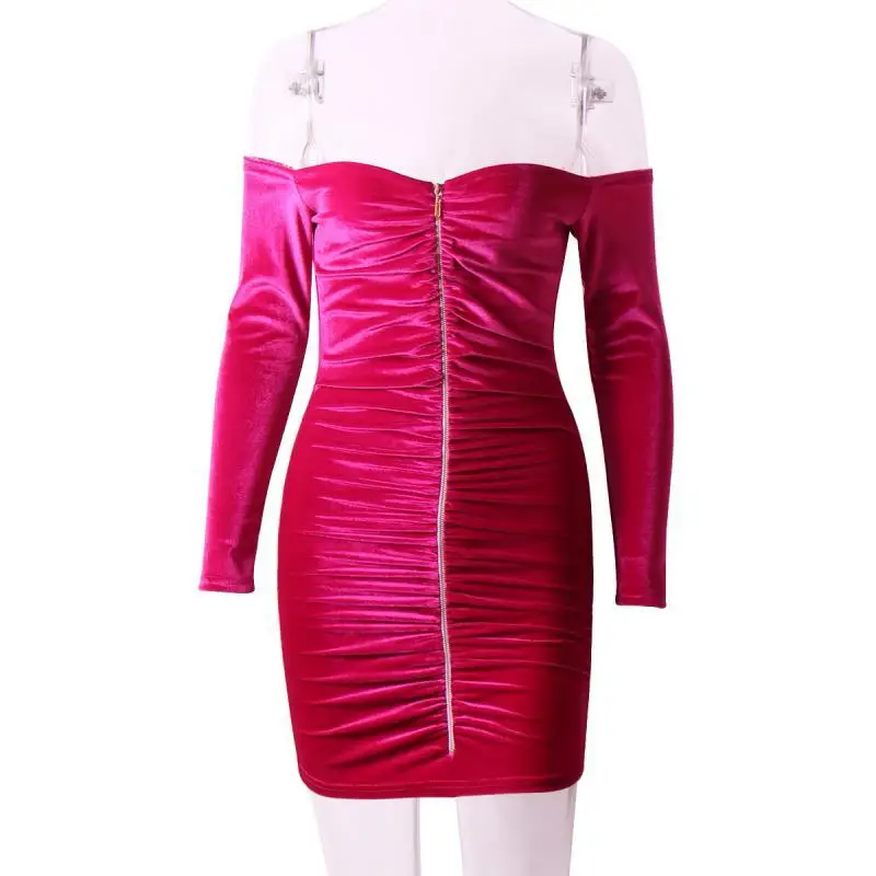 Women Dress Spring Summer Dress Sexy Club Evening Mini Boat-neck Draped Zipper Long Sleeve Dresses Bodycon Velvet Elegant Ladies
Women Dress Spring Summer Dress Sexy Club Evening Mini Boat-neck Draped Zipper Long Sleeve Dresses Bodycon Velvet Elegant Ladies