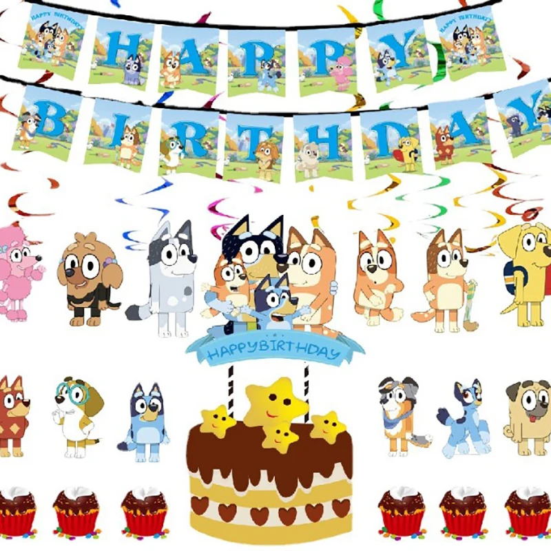 New Cartoon Dogs Bingo Bruy Theme Children's Birthday Party Decoration Set Cartoon Paper Cup Paper Plate Tissue Banner Gift Bags
New Cartoon Dogs Bingo Bruy Theme Children's Birthday Party Decoration Set Cartoon Paper Cup Paper Plate Tissue Banner Gift Bags
