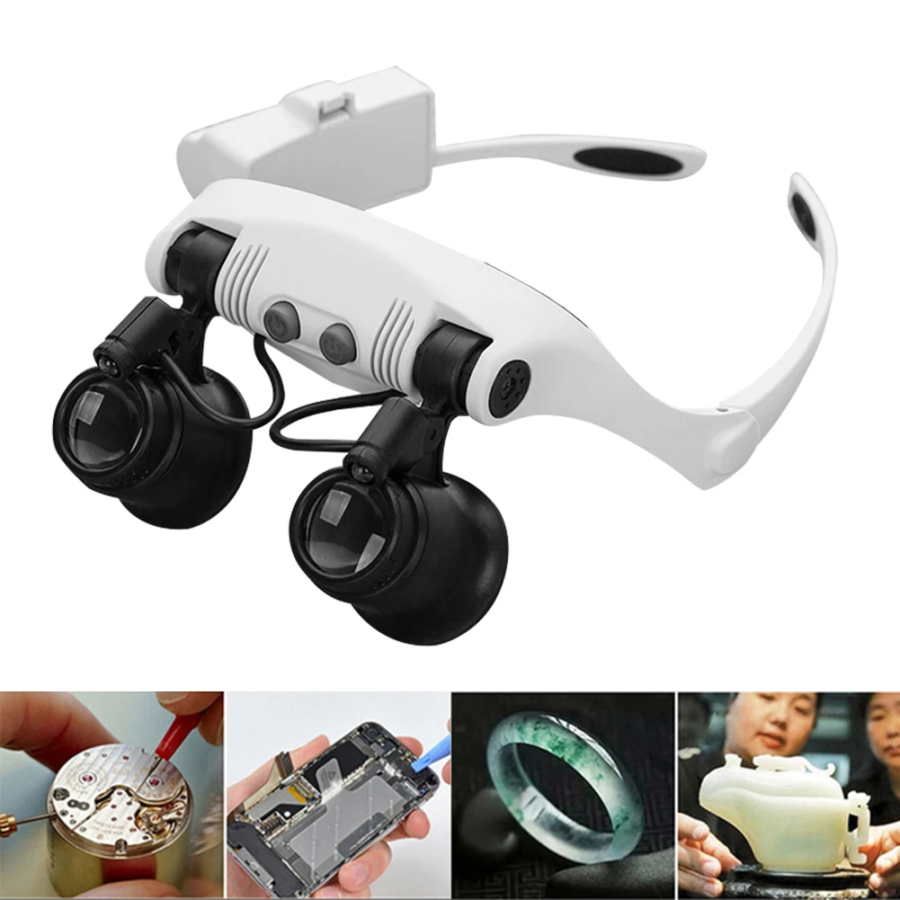 Magnifier Glasses with LED Light Portable 10X/15X/20X/25X Lens Loupe Magnifying Eyewear for Reading Repairing Wearing Antique 
Magnifier Glasses with LED Light Portable 10X/15X/20X/25X Lens Loupe Magnifying Eyewear for Reading Repairing Wearing Antique