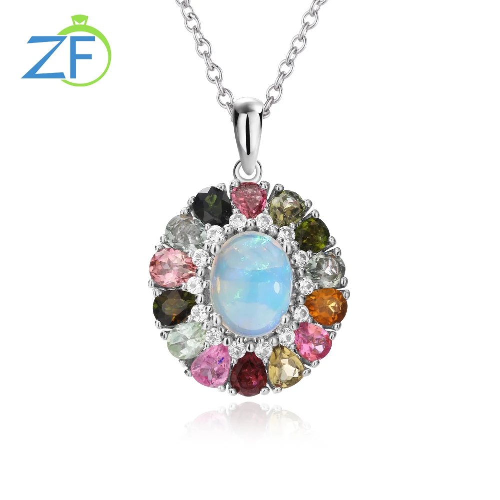 

Новинка, модное ожерелье-чокер GZ ZONGFA из драгоценных камней, круглое ожерелье из стерлингового серебра 925 пробы с натуральным опалом