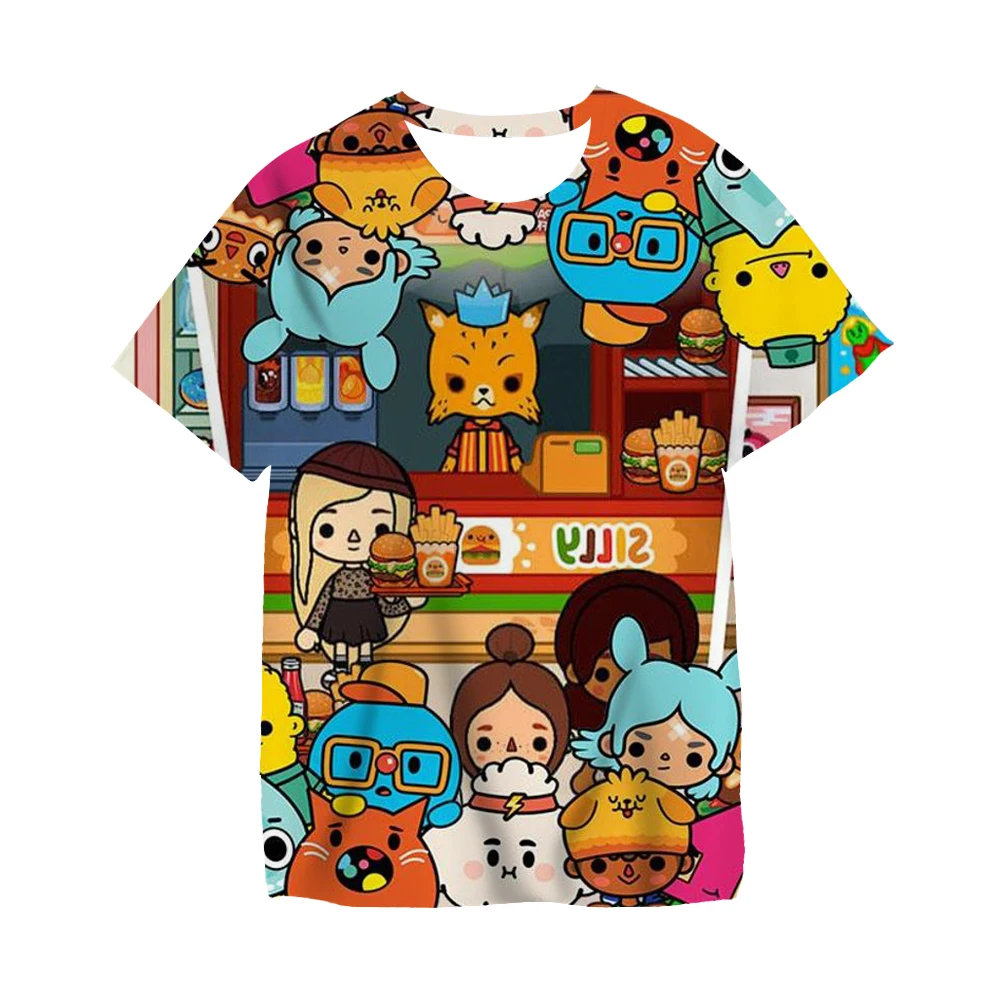 Модная 3D футболка для мальчиков и девочек с героями мультфильмов видеоигра Toca Life