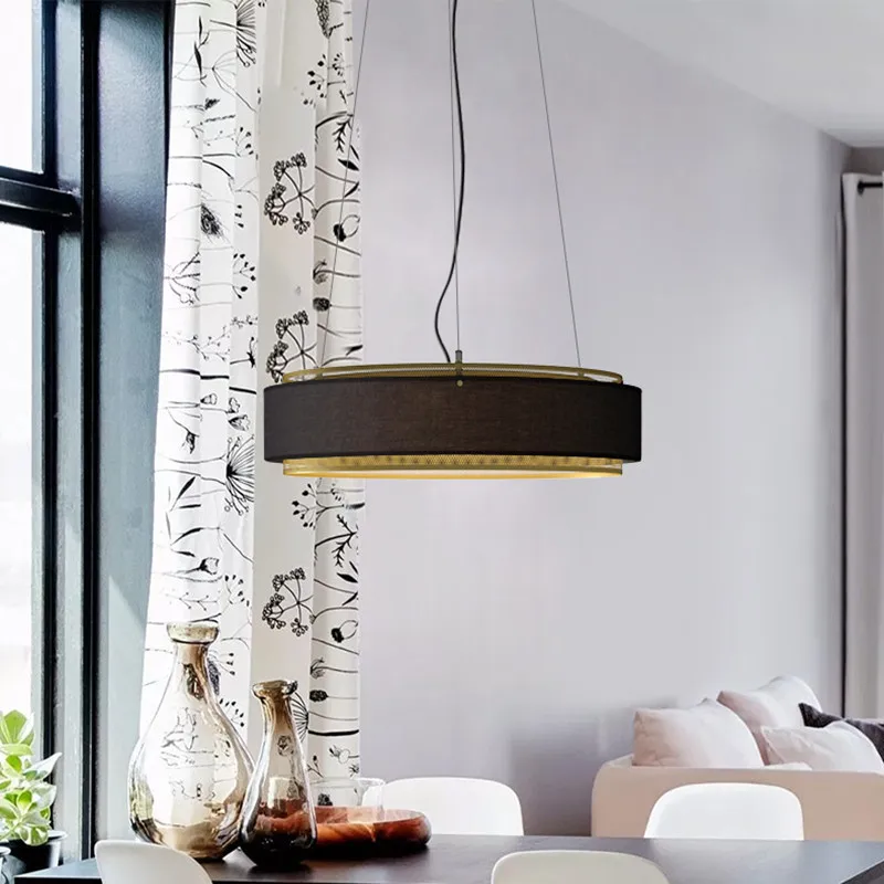 Подвесной светильник из меди и ткани в промышленном стиле креативный сетчатый