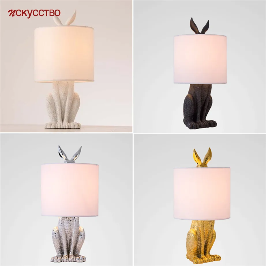Nordic Gold Silver White Black Resin Rabbit Cloth Led Table Lamp For Bedroom Bedside Living Room Study Reading Standing Lights 
Nordic Gold Silver White Black Resin Rabbit Cloth Led Table Lamp For Bedroom Bedside Living Room Study Reading Standing Lights
