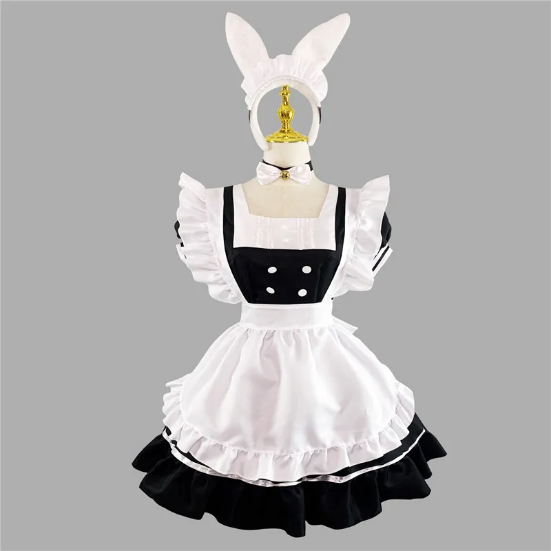 Women Maid Outfit Anime Black White Apron Dress Sweet Gothic Lolita Dresses Cosplay Costume 
Women Maid Outfit Anime Black White Apron Dress Sweet Gothic Lolita Dresses Cosplay Costume