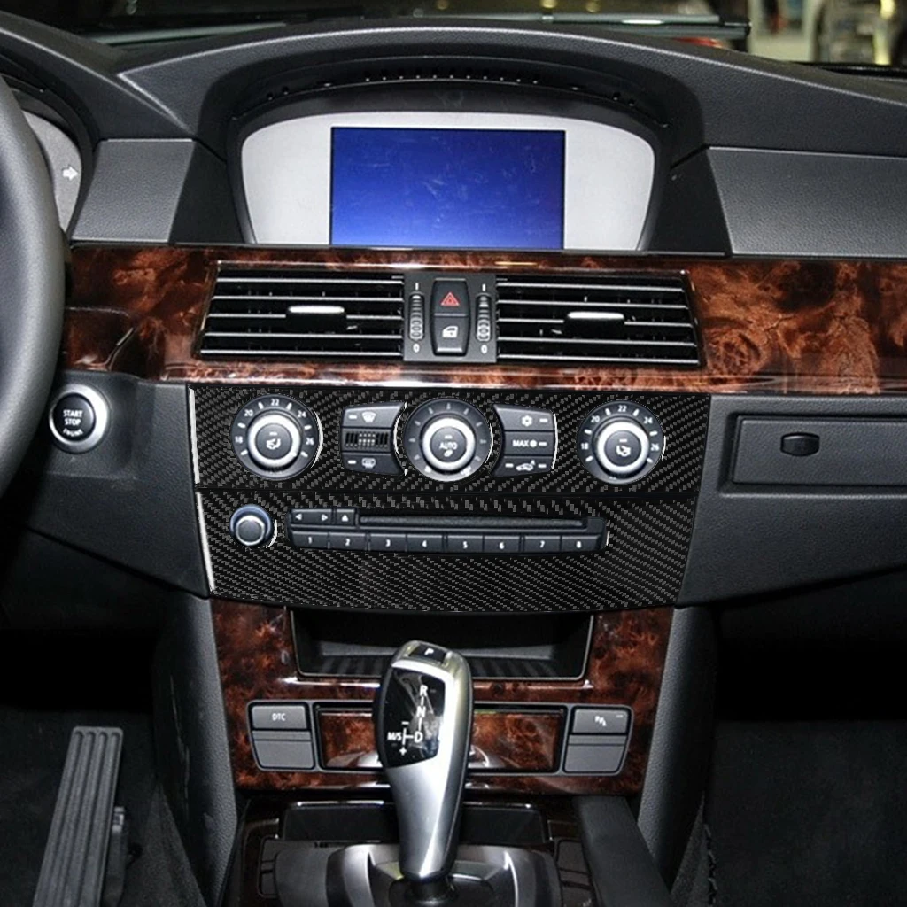 Для BMW E60 5 серии интерьер кондиционер CD панель управления из углеродного волокна