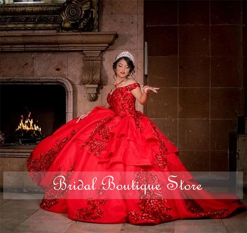 Sparkly Red Sequins Quinceanera Prom Dresses 2021 Off Shoulder Lace Applique Ball Gown Tulle Party Sweet 16 Dress Quinceaera
Sparkly Red Sequins Quinceanera Prom Dresses 2021 Off Shoulder Lace Applique Ball Gown Tulle Party Sweet 16 Dress Quinceaera