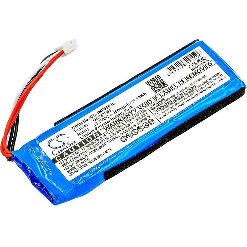 GSP872693 for JBL Flip 3 battery Flip 3 GRAY Speaker 3.7v 3000mah Li-Polymer Batteries P763098 03 Cameron Sino CS Batteria
GSP872693 for JBL Flip 3 battery Flip 3 GRAY Speaker 3.7v 3000mah Li-Polymer Batteries P763098 03 Cameron Sino CS Batteria