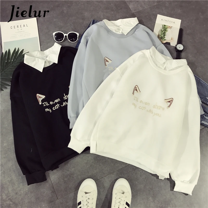 Jielur 2021 Harajuku Hoodie Women Fleece Chic Sweatshirt Kawaii Long Sleeve Fake Two Pieces Embroidery Hoodies Mujer M-XXL
Jielur 2021 Harajuku Hoodie Women Fleece Chic Sweatshirt Kawaii Long Sleeve Fake Two Pieces Embroidery Hoodies Mujer M-XXL