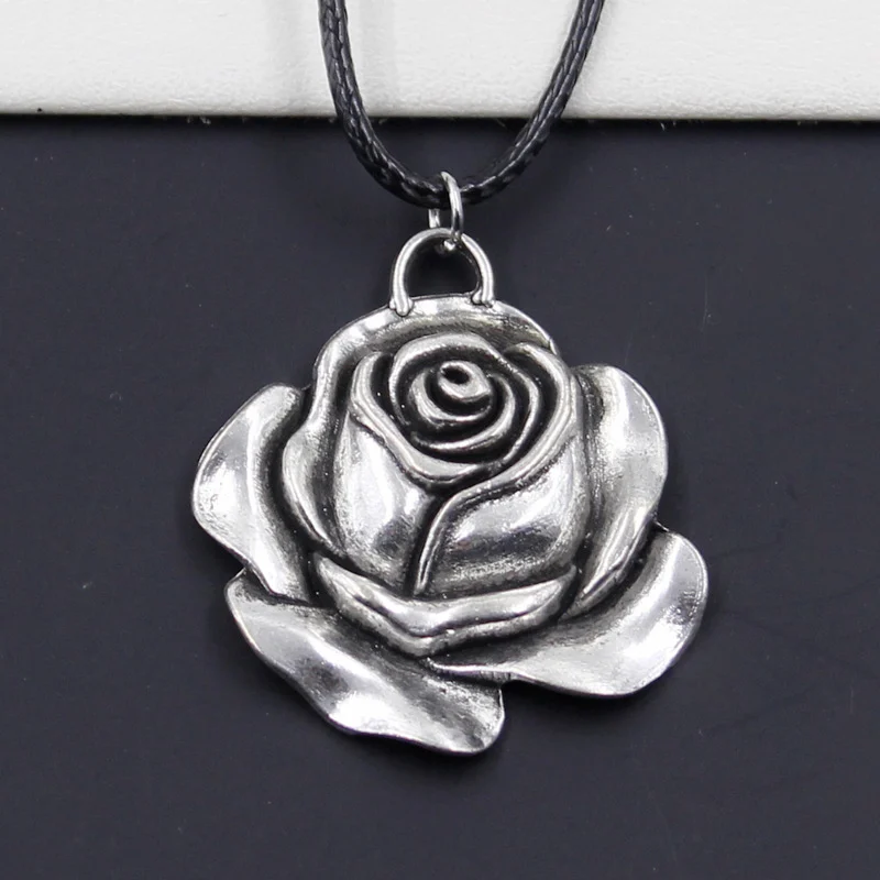 Модное ожерелье с подвеской в виде цветка розы Тибетский серебристый цвет чокер
