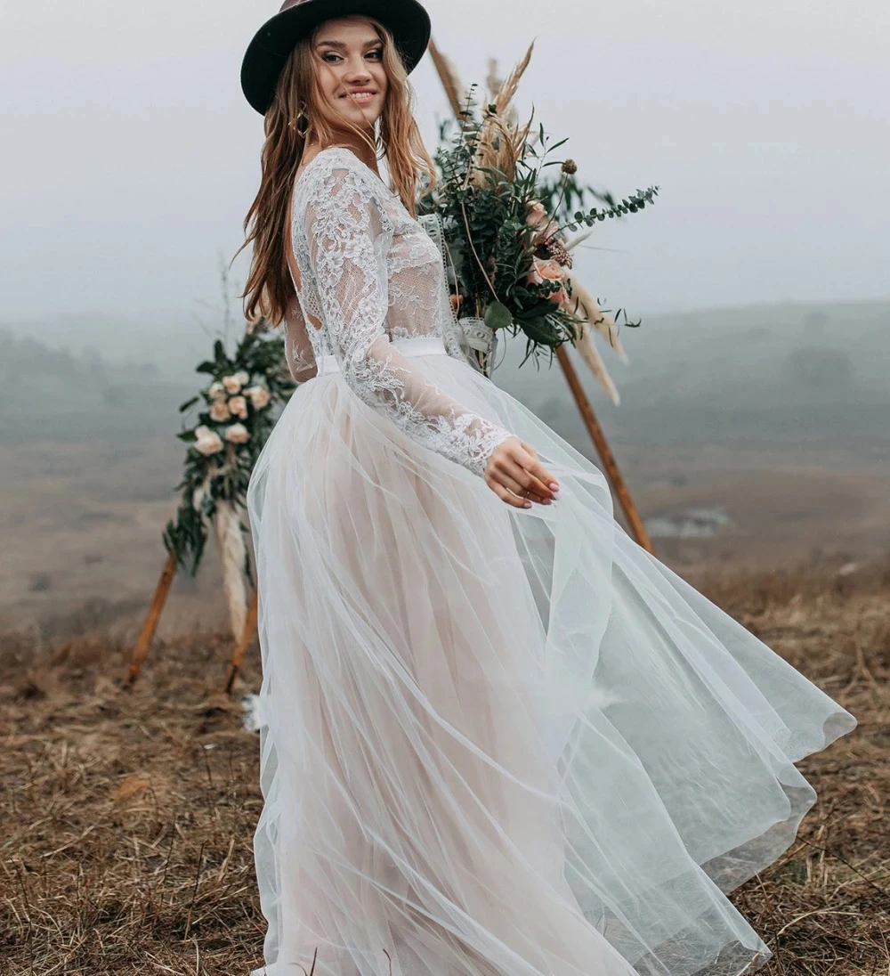 HERBURNL Open Back Elegant Lace V-Neck Long Sleeve Sexy Wedding Dress Bohemian Beach Rustic Bridal Photoshoot Gown Custom Made
HERBURNL Open Back Elegant Lace V-Neck Long Sleeve Sexy Wedding Dress Bohemian Beach Rustic Bridal Photoshoot Gown Custom Made
