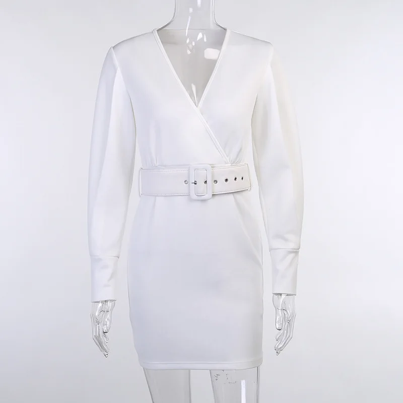 Women Long Sleeve Shirt Dress Sexy Slightly Perspective Deep V-neck White Dress with Waistband Party Night Clothes Office Ladies
Women Long Sleeve Shirt Dress Sexy Slightly Perspective Deep V-neck White Dress with Waistband Party Night Clothes Office Ladies