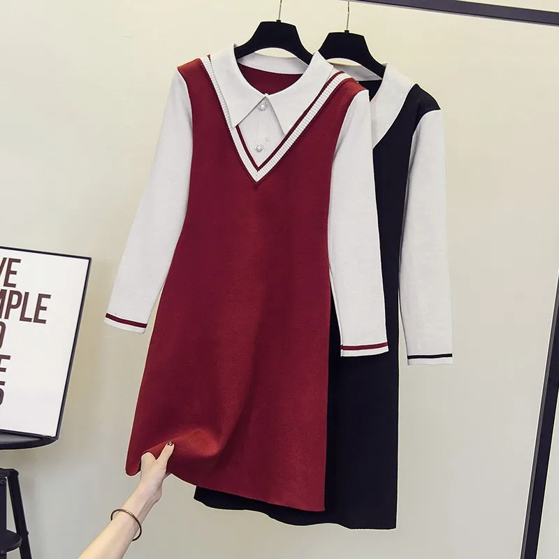 2021 Autumn Winter Fashion Casual Women Knitted Sweater Dress Long Sleeve Loose Thick Knit Plus Size 3XL Fake Two-Piece Vestidos
2021 Autumn Winter Fashion Casual Women Knitted Sweater Dress Long Sleeve Loose Thick Knit Plus Size 3XL Fake Two-Piece Vestidos