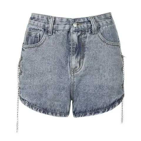 Top Women's Pants Denim Sexy High-waisted Shorts Hot Pants European and American Split Chain Metal Traf Y2k Women's Summer New
Top Women's Pants Denim Sexy High-waisted Shorts Hot Pants European and American Split Chain Metal Traf Y2k Women's Summer New