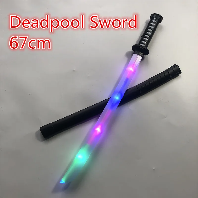 

1:1 Movie Deadpool Cosplay Equipment light Sword stage property Modle Toy Larp Party Costume Accessories toy 67cm