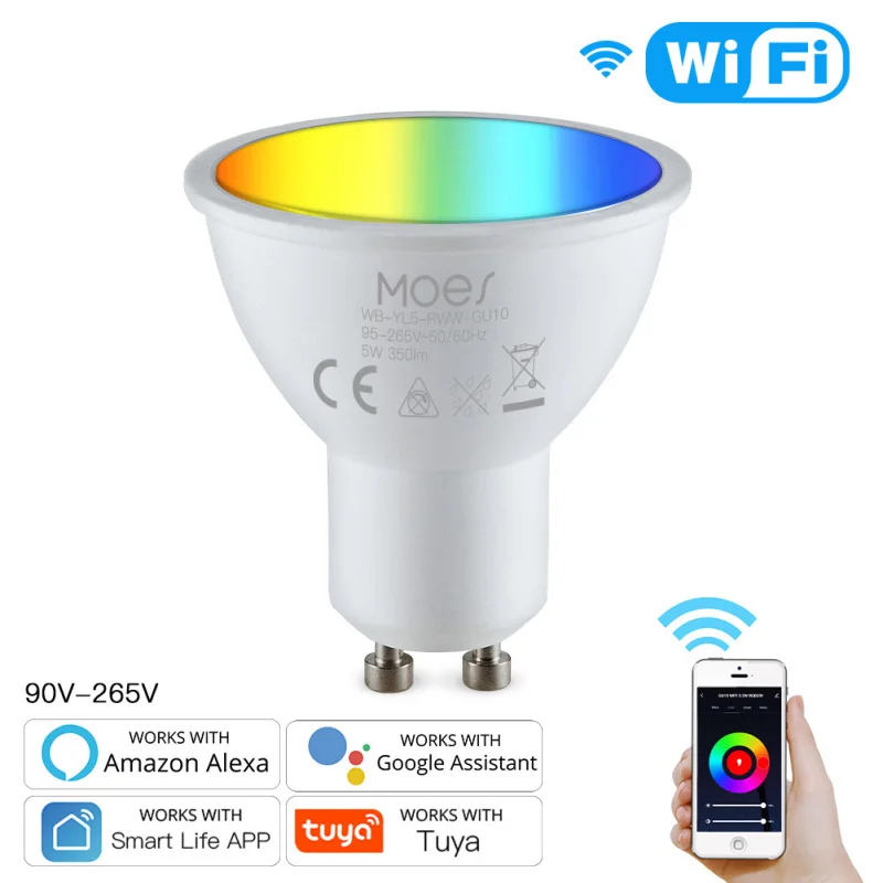 Умные светодиодные лампы GU10 с Wi-Fi, приглушаемые светильники с дистанционным управлением, RGBW C + W, белые, 5 Вт, работает с Alexa/Google
Умные светодиодные лампы GU10 с Wi-Fi, приглушаемые светильники с дистанционным управлением, RGBW C + W, белые, 5 Вт, работает с Alexa/Google