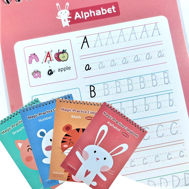 4 Books/Set Children Kawaii Handwriting Magic practice copybook For kids Learning Alphabet Number Calligraphy Books writing
4 Books/Set Children Kawaii Handwriting Magic practice copybook For kids Learning Alphabet Number Calligraphy Books writing