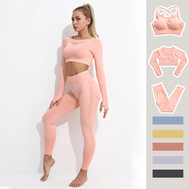 2/3PCS Yoga Sets Seamless Women's Tracksuit Gym Wear Sport Outfit Long Sleeve Sportswear Bra High Waist Leggings Women Clothing
2/3PCS Yoga Sets Seamless Women's Tracksuit Gym Wear Sport Outfit Long Sleeve Sportswear Bra High Waist Leggings Women Clothing