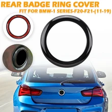 Car Rear Badge Ring Cover Logo Frame Trim Carbon/Glossy Black Sticker Fit For BMW 1 Series F20/F21 2011 - 2019 Car Accessories