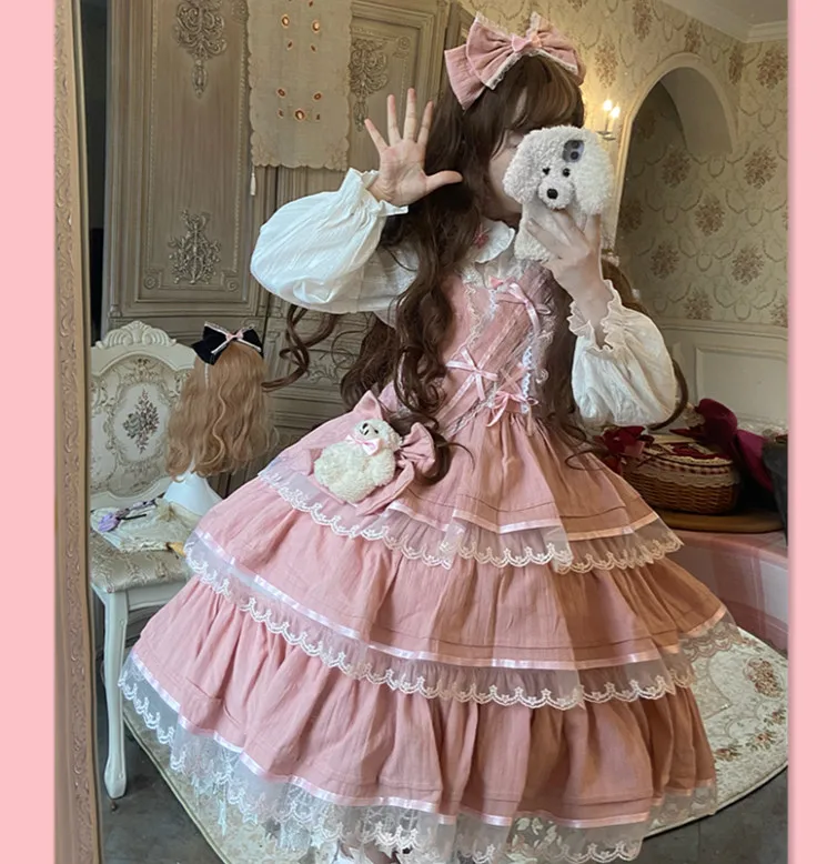 Lolita Riband Cute Little Bear Multi-layer Lace Cupcake Dress Sweet Girl Gorgeous Princess Jacquard Suspender Dress jsk Kawaii
Lolita Riband Cute Little Bear Multi-layer Lace Cupcake Dress Sweet Girl Gorgeous Princess Jacquard Suspender Dress jsk Kawaii
